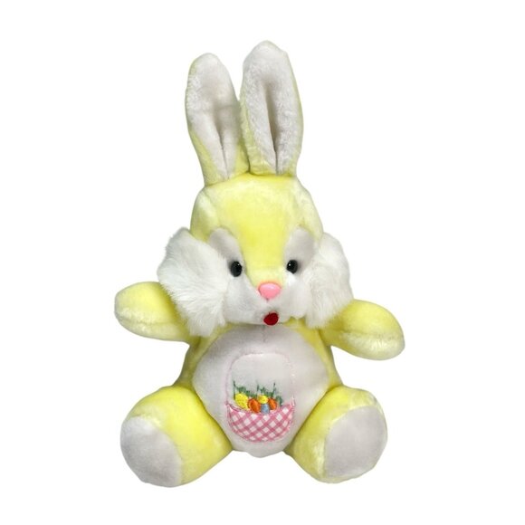 Vintage 80s '83 Yellow Easter Bunny Rabbit Plush Stuffed Animal Embroidered 12” - Picture 1 of 10